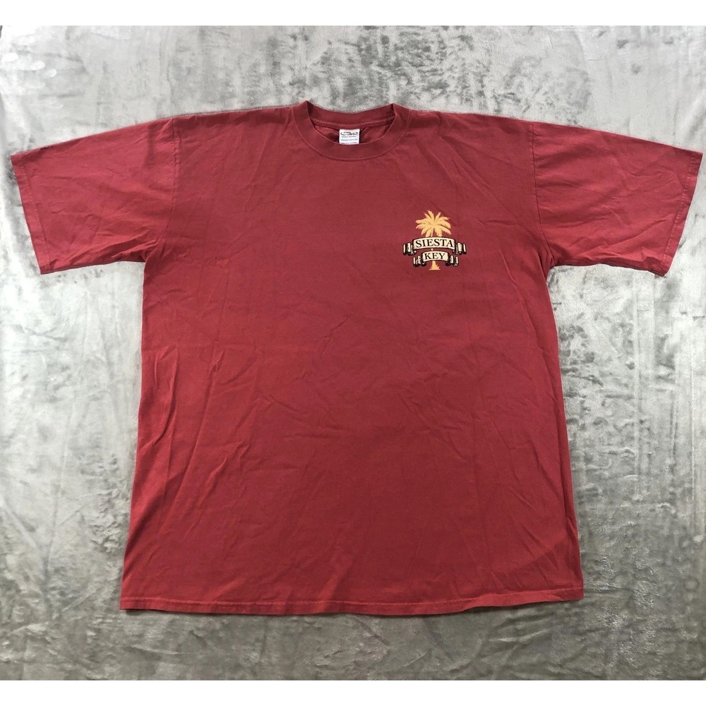 Crazy Shirts Shirt Mens 2XL Red Siesta Key Map Graphic Tee Florida Beach